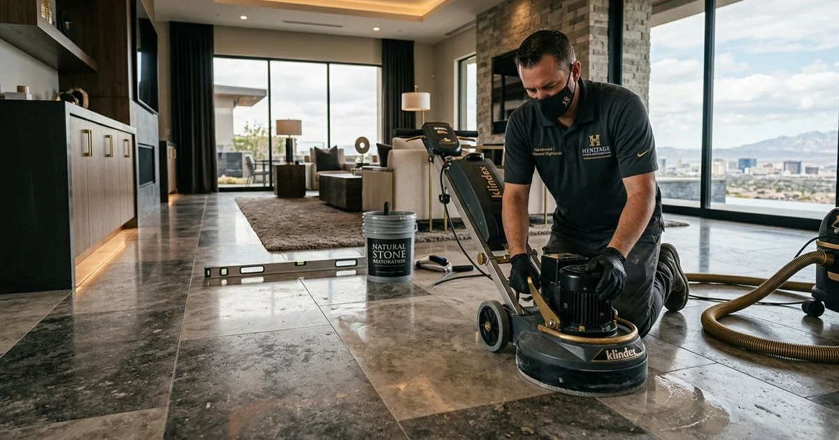 Stone restoration in a Henderson luxury home