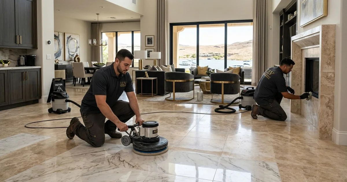 Stone restoration in a Lake Las Vegas Mediterranean home