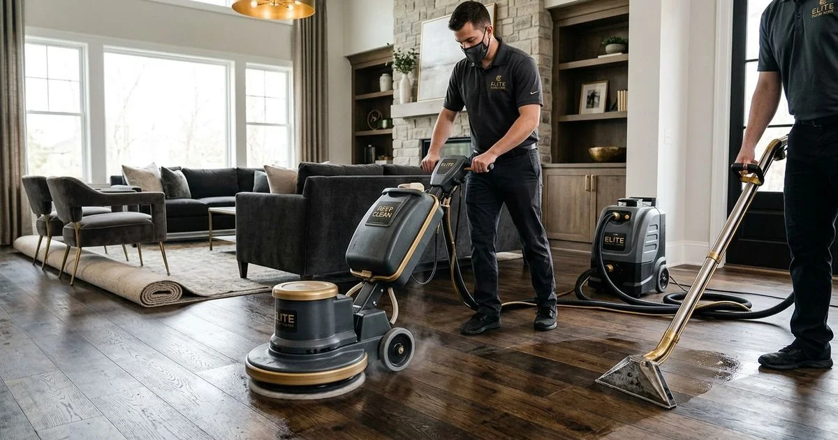 Professional hardwood floor deep cleaning