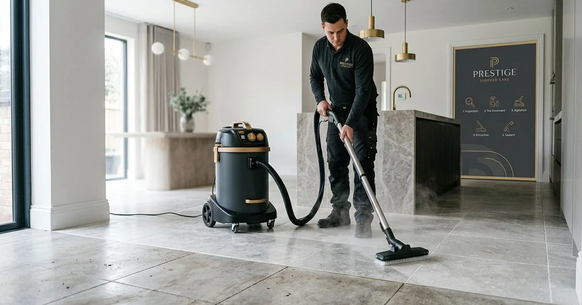 Professional tile and grout cleaning with high-pressure extraction