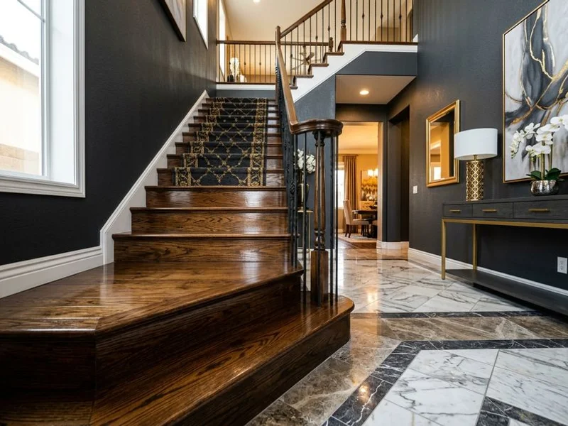 Clean hardwood stair treads with restored shine