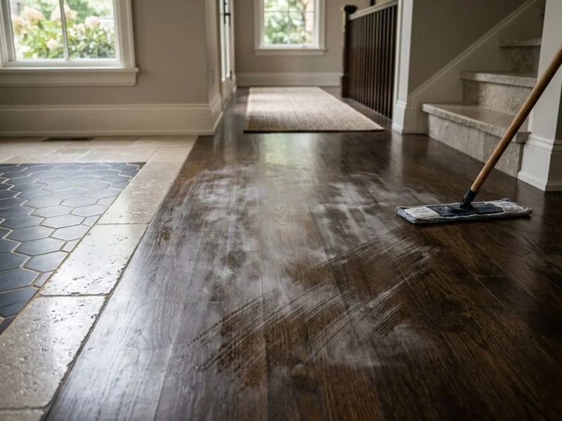 Cleaner residue film on a hardwood floor