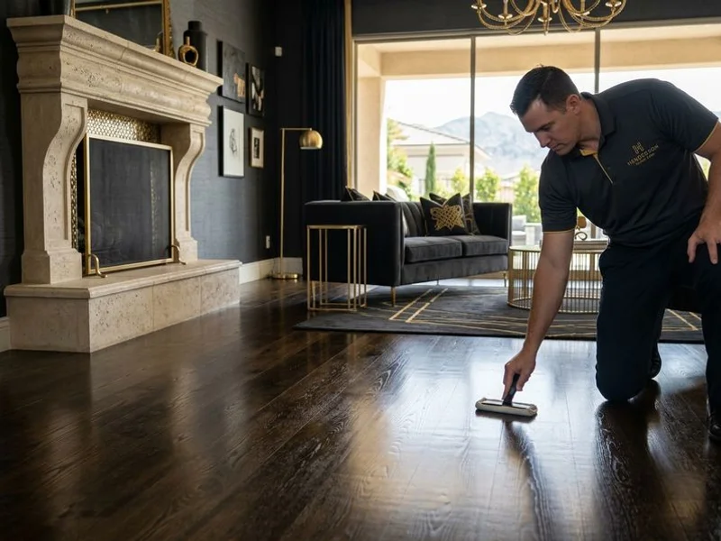 Hardwood floor with restored shine after pH balancing