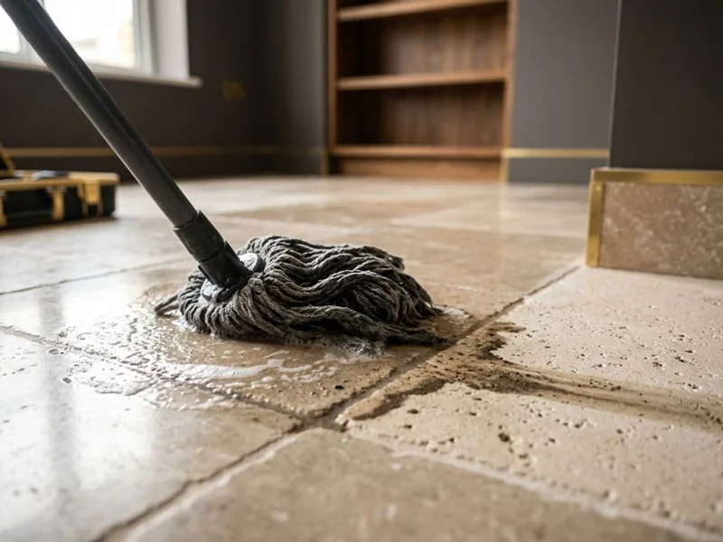 Mop water driving dirt into porous grout