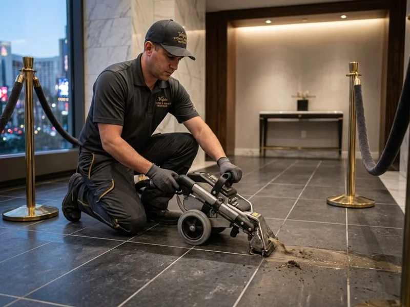 Professional grout extraction removing embedded dirt