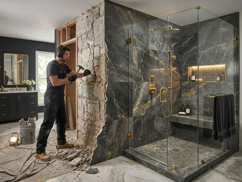 Stone shower demolition versus restoration