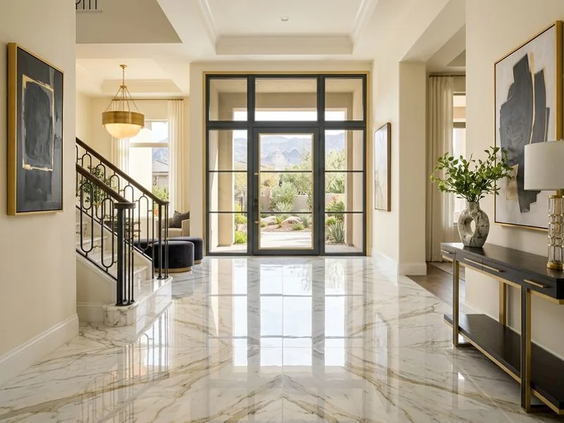 Marble entry restored in a Ridges custom home