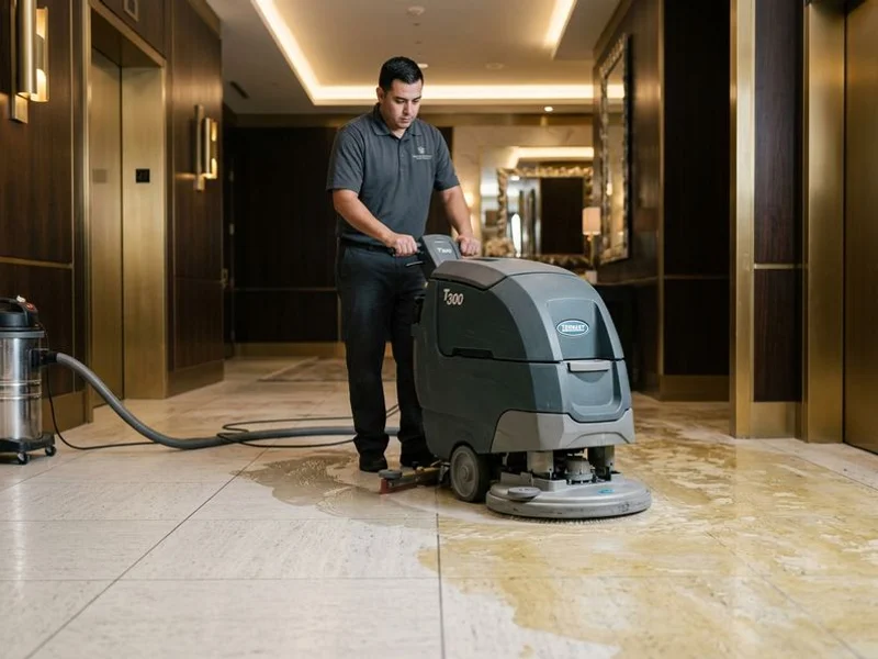 VCT commercial floor stripping process removing old wax