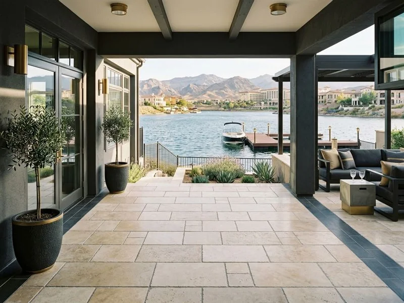 Waterfront limestone patio restored at Lake Las Vegas
